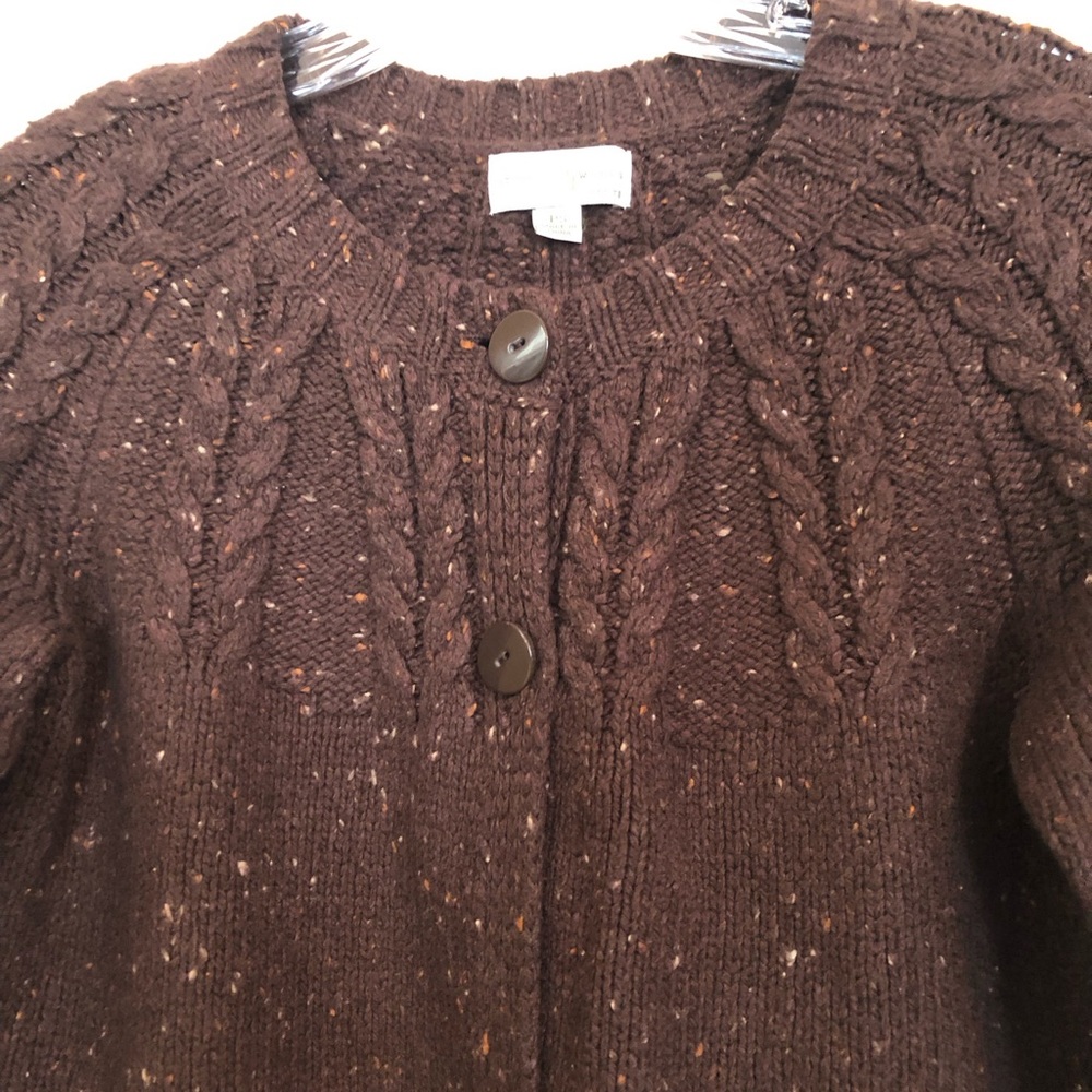 Chocolate brown sweater with flecks of beige & rust